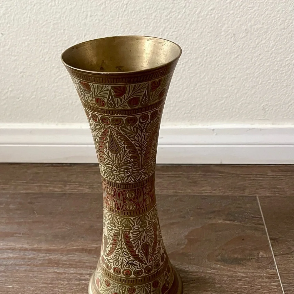 Vintage brass Taper vase h 10.5 inch